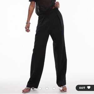 Arket Black straight leg wool blend trousers SIZE 10 (42) NWT